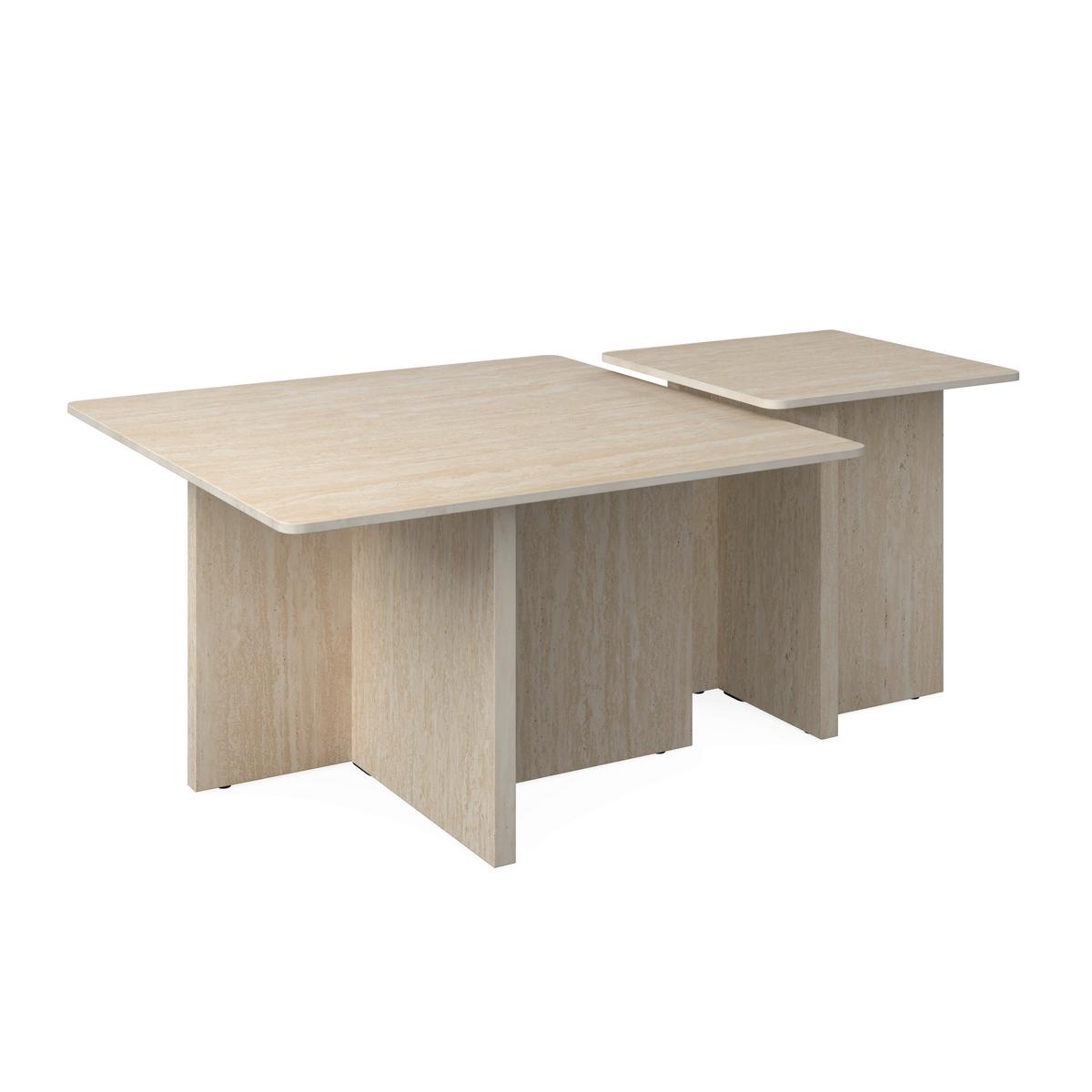 Couchtisch Lucca 2er Set Creme - Creme, MODERN, Holzwerkstoff/Stein - Bessagi Home