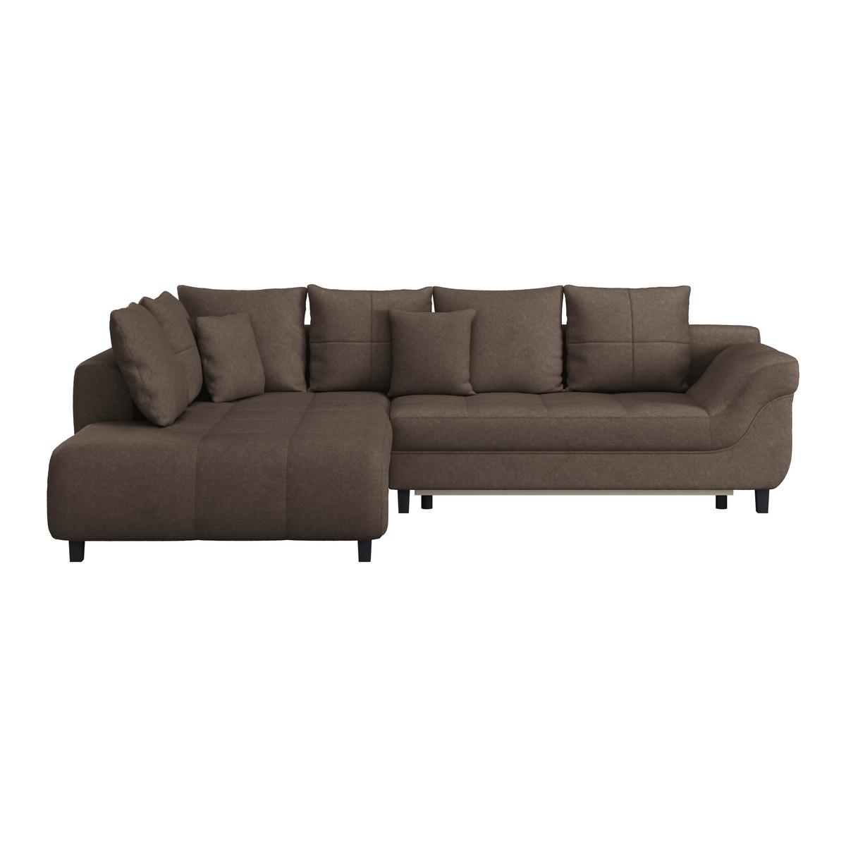 Kutna Garnitura Mendoza - tamno smeđa/crna, Design, tekstil/drvo (197/309cm) - Modern Living