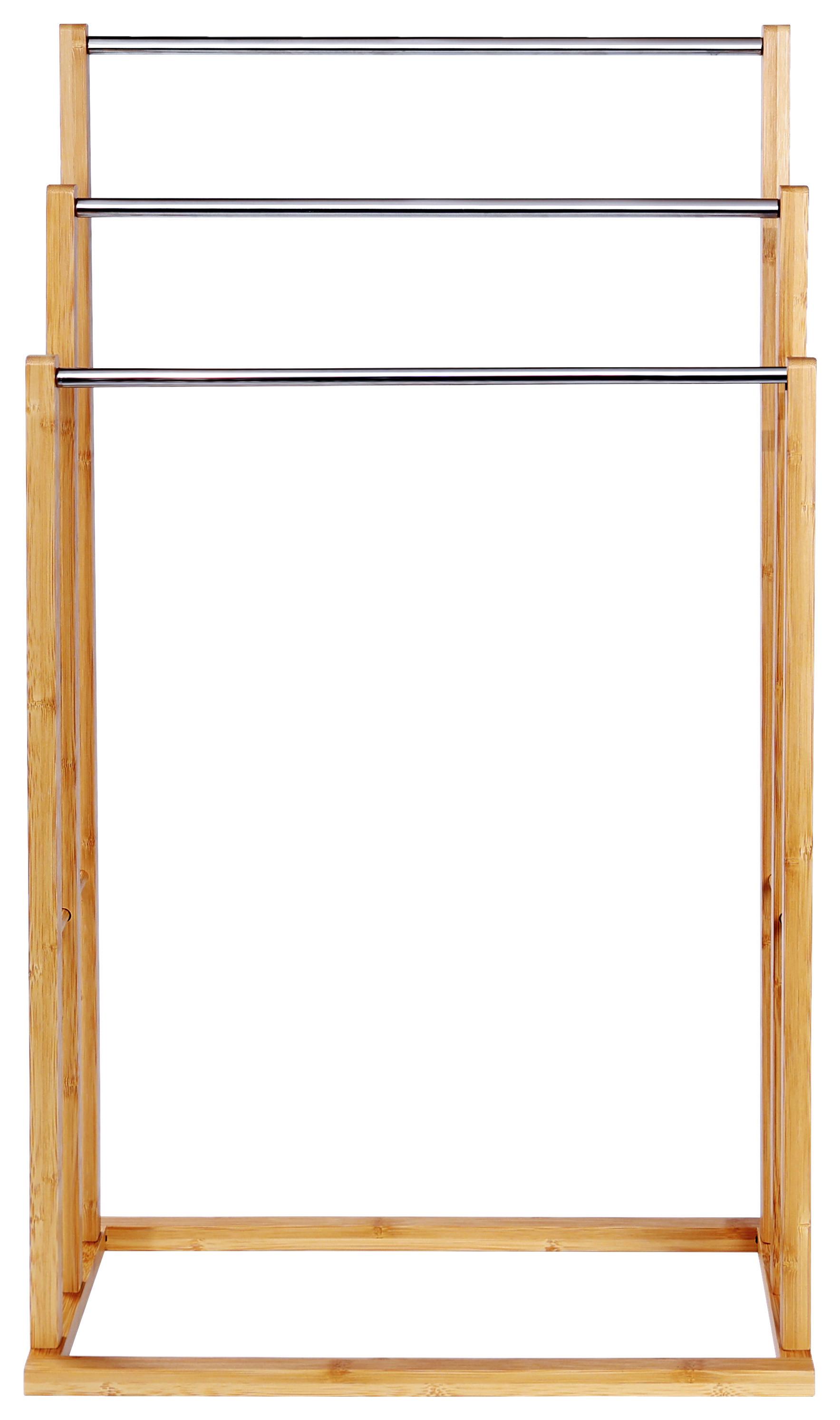 Držalo Za Brisače Ray, Naravne Barve, Srebrna Barve - srebrne barve/naravne barve, Trend, kovina/leseni material (48/84/26cm) - Homezone