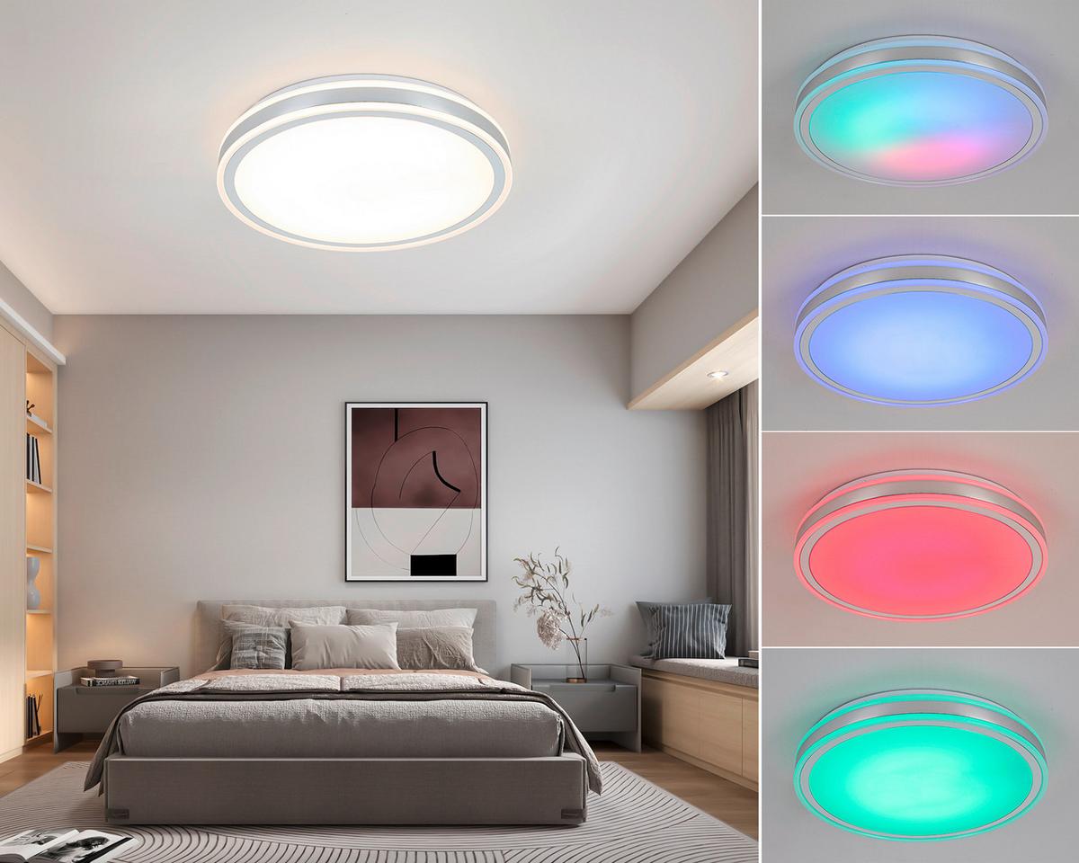 Stropna Led-svetilka Farbi - barve kroma/bela, Moderno, kovina/umetna masa (38/38/6cm) - Mömax