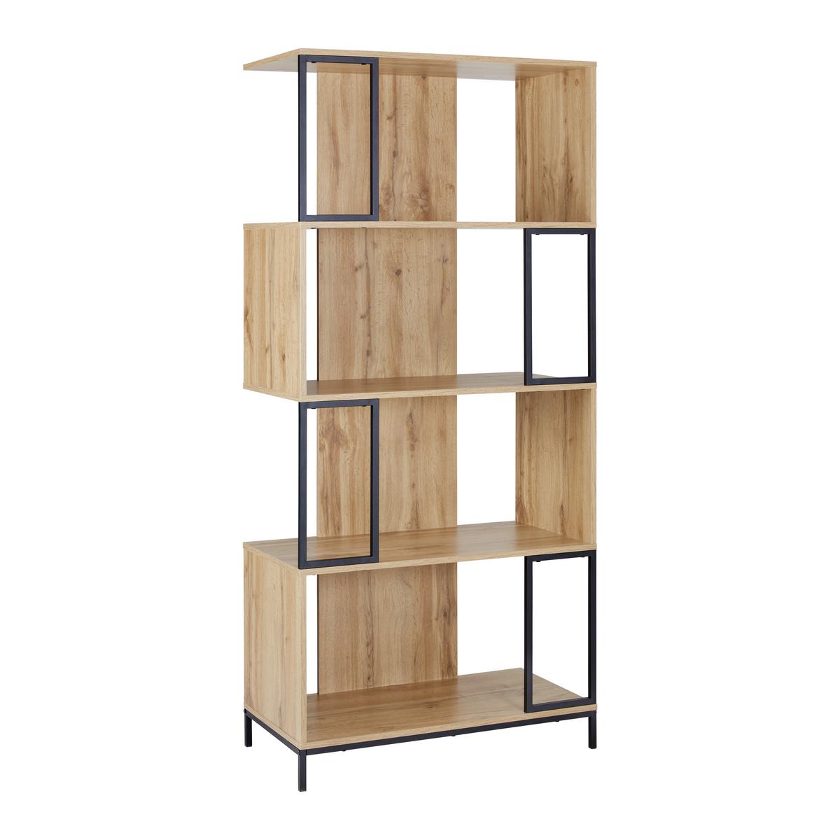 Stoječ Regal Geny, Črna, Barva Hrasta - črna/barve hrasta, Moderno, kovina (80/178/40cm) - Bessagi Home