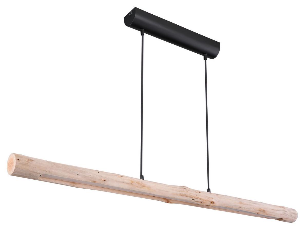 Hängeleuchte Mella in Naturfarben max. 20 Watt - Schwarz/Naturfarben, Basics, Holz/Metall (120/7/150cm) - Globo