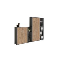 AKTENSCHRANK OFFICE EDITION - SW SET 4 - Eichefarben/Anthrazit, MODERN, Holzwerkstoff (128,5/185,6/33cm) - MID.YOU