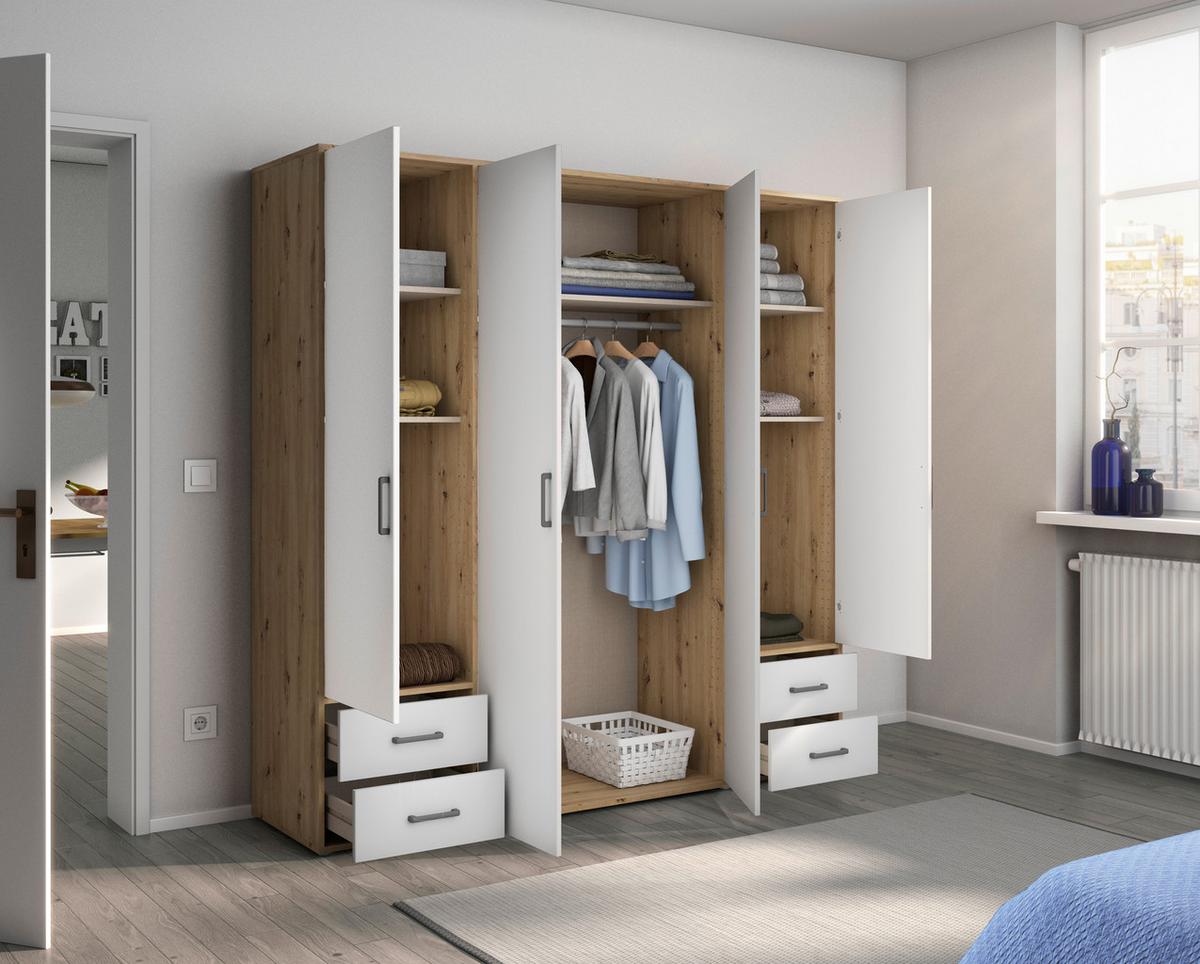 DULAP USI ROTATIVE VOYAGER - alb/stejar Artisan, Modern, material pe bază de lemn (187/194/53cm) - Modern Living