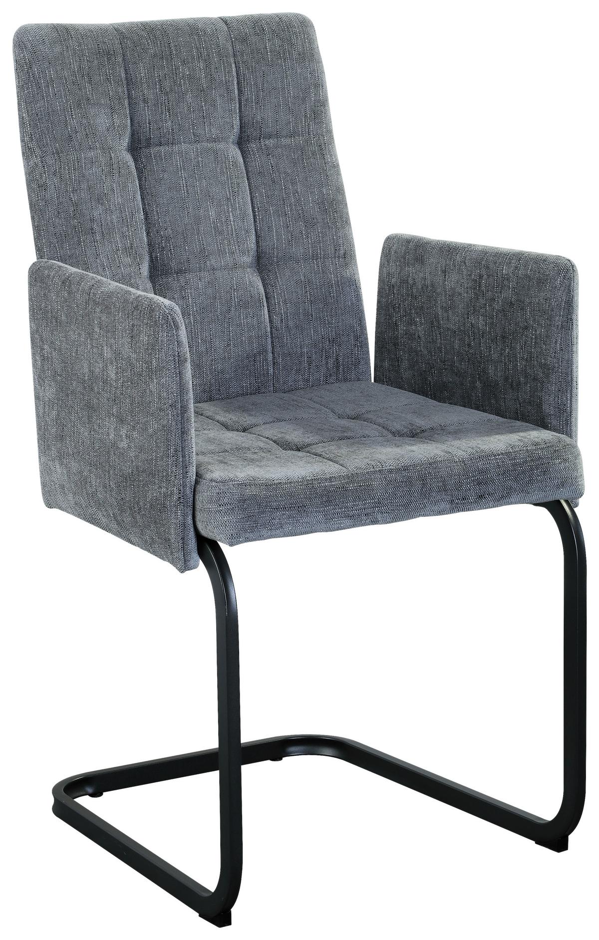 KRZESŁO Z PODŁOKIETNIKAMI BORDAL - jasnoszary/czarny, Modern, metal/tkanina (52/91/59,5cm) - MID.YOU