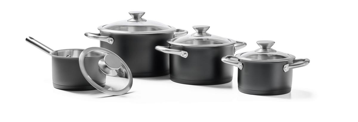 ZESTAW GARNKÓW DAVID - przejrzysty/czarny, Basics, metal/szkło - Homeware Profession.