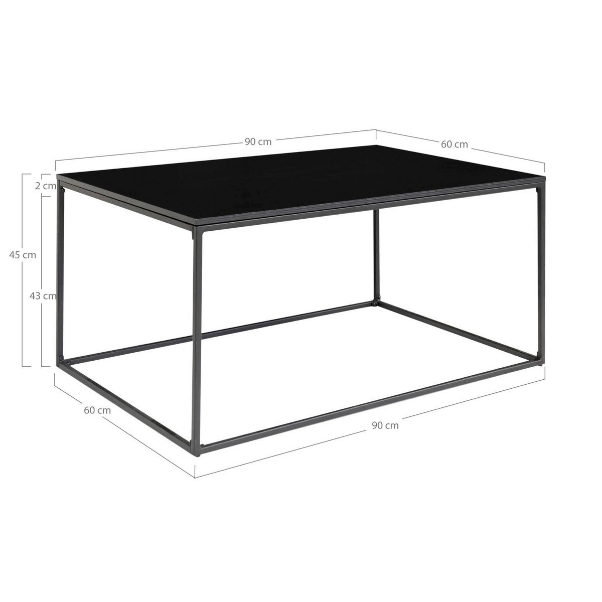 Couchtisch Vita Schwarz ca. 90x60x45 cm - Schwarz, Design, Holzwerkstoff/Metall (90/60/45cm) - MID.YOU