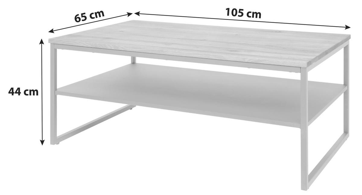 Klubska Miza Vermont 2, Masivno, 105x65 - črna/naravne barve, Moderno, kovina/leseni material (105/44/65cm)