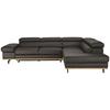 Wohnlandschaft Carmen rechts Graublau - Graublau/Schwarz, MODERN, Leder/Holz (292/72/226cm) - Premium Living