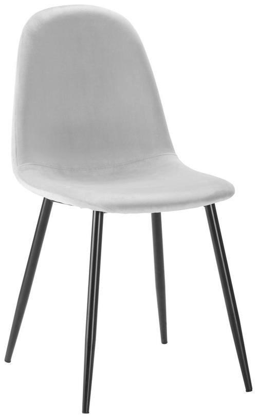 Stuhl Lio Hellgrau Samt Gepolstert - Hellgrau/Schwarz, MODERN, Holz/Textil (43/86/55cm) - Bessagi Home