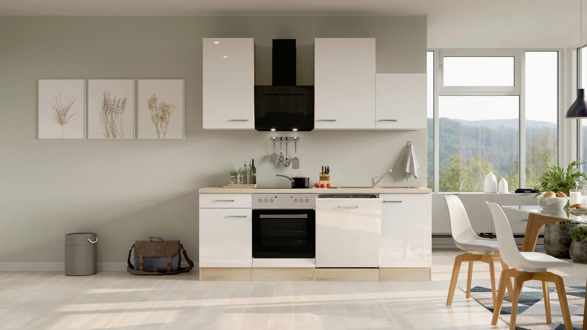 Kuhinjski Blok Venezia Valero - barve nerjavečega jekla/bela, Moderno, kovina/leseni material (220cm) - FlexWell