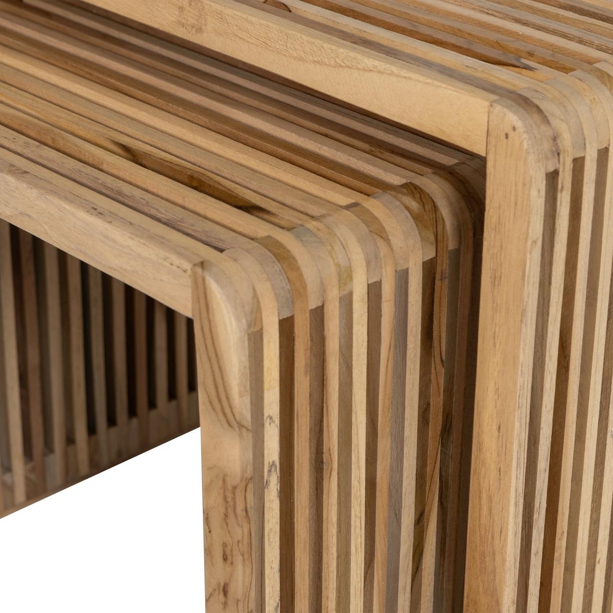 Beistelltisch Jasmijn 2er-Set Teak - Naturfarben, Design, Holz (50-40/41-36/45-40cm) - Livetastic