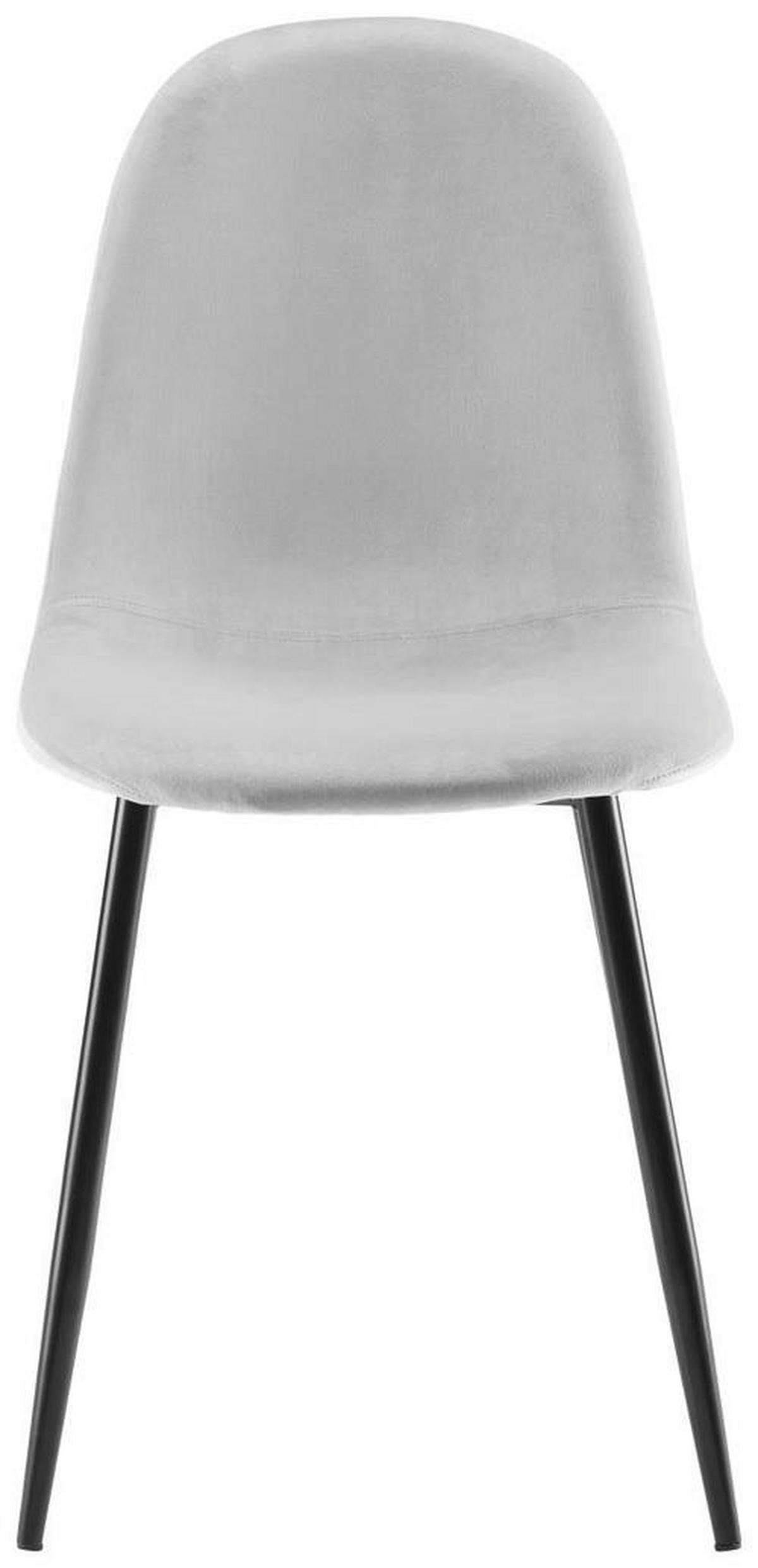 Stuhl Lio Hellgrau Samt Gepolstert - Hellgrau/Schwarz, MODERN, Holz/Textil (43/86/55cm) - Bessagi Home