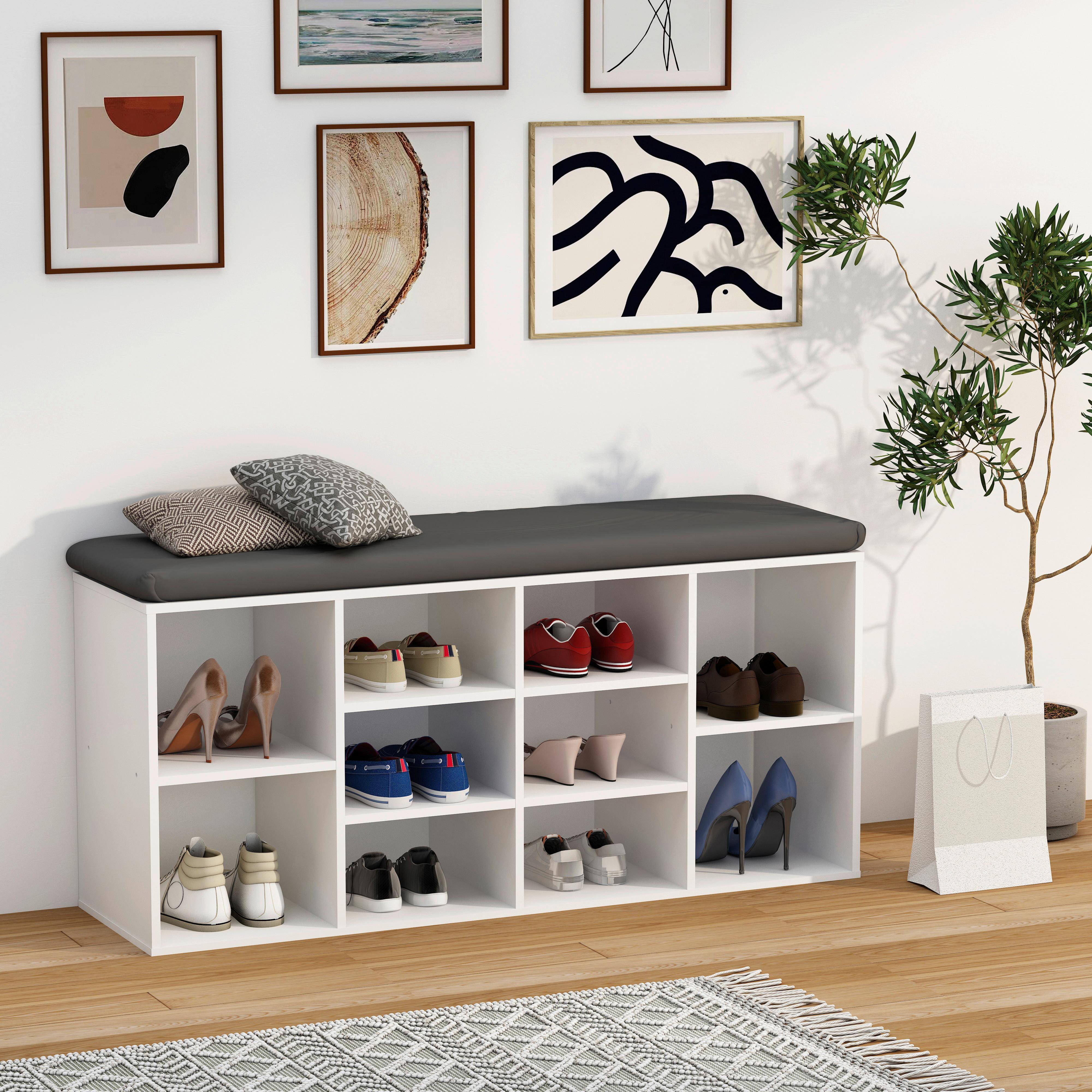 Schuhregal HINSOL Weiß ca. 104x50x30 cm - Weiß, Design, Holzwerkstoff (104/50/30cm) - MID.YOU