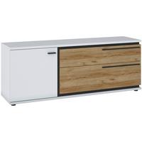 Comodă TV SALINAS - alb/culoare lemn stejar, Trend, material pe bază de lemn (152,7/57,9/40cm) - Modern Living