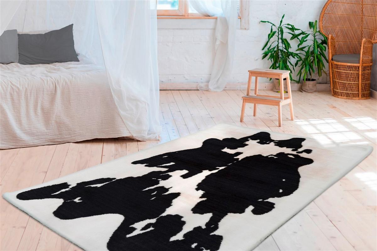 HOCHFLORTEPPICH RABBIT ANIMAL - Weiss/Schwarz, Konventionell, Textil (160/230cm) - Kayoom