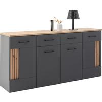Komoda Amare - crna, Moderno, drvni materijal/metal (170/87/40cm)