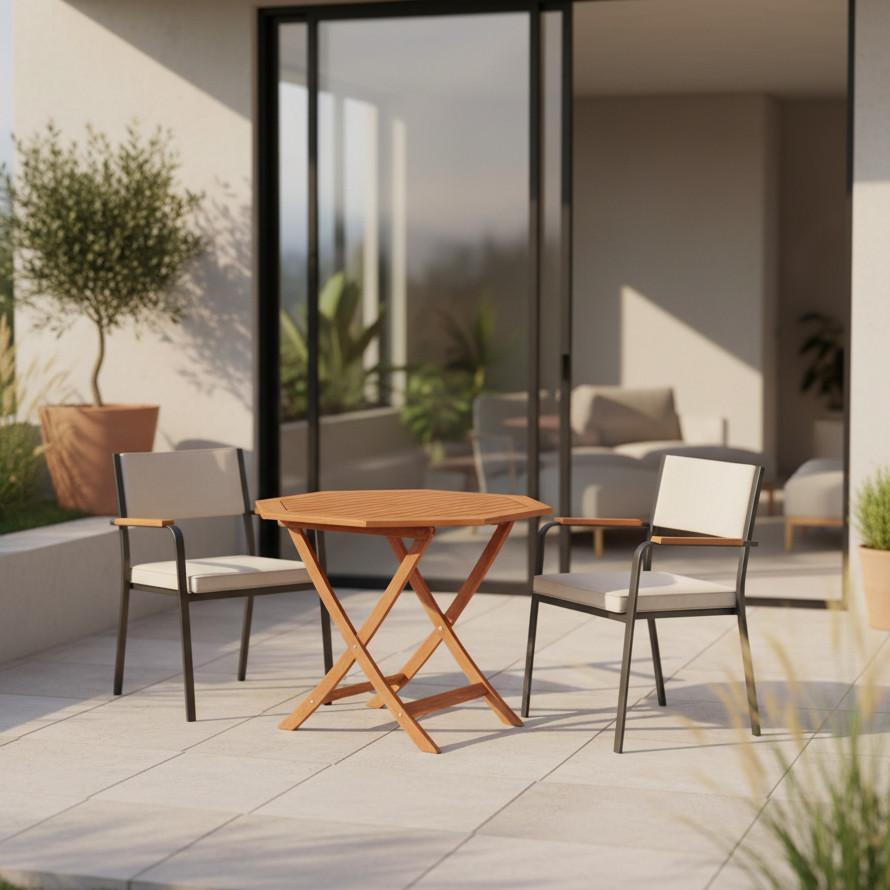 Gartenklapptisch Eukalyptus klappbar ca. 110x74x110cm - Naturfarben, KONVENTIONELL, Holz (110/74/110cm) - Gardenson