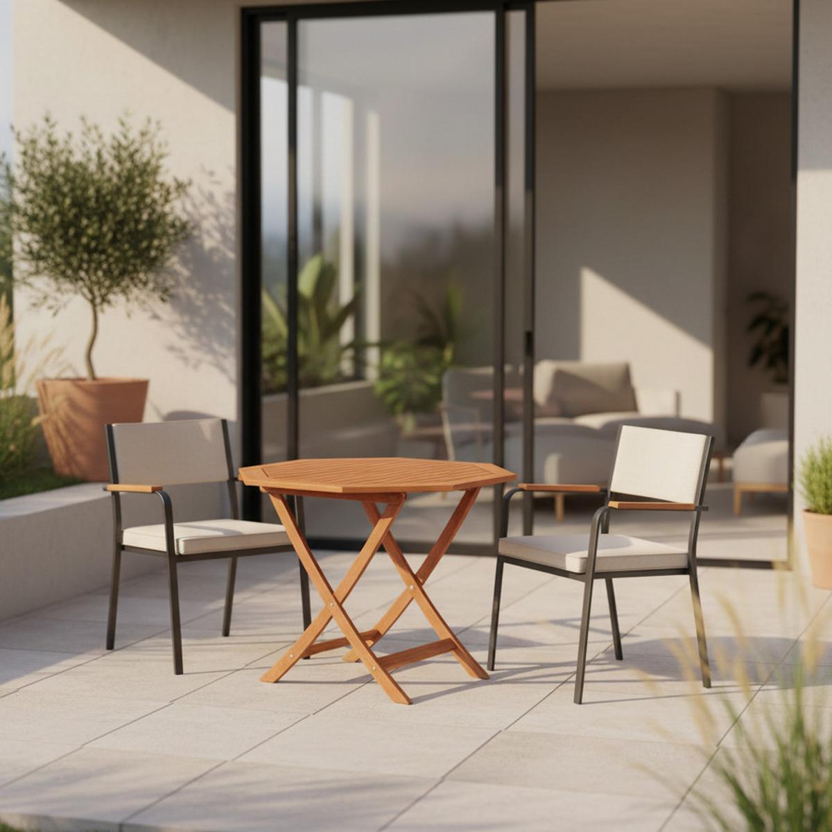 Gartenklapptisch Eukalyptus klappbar ca. 110x74x110cm - Naturfarben, KONVENTIONELL, Holz (110/74/110cm) - Gardenson