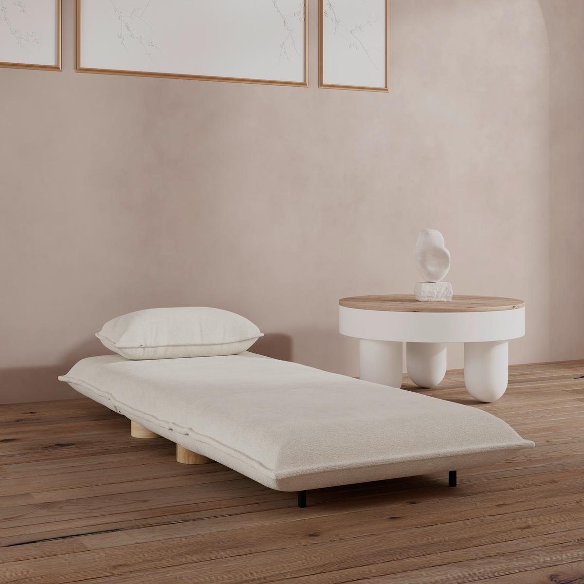 Schlafsessel Bella Bouclé Weiß - Weiß/Naturfarben, MODERN, Holz/Textil (83/41/63cm) - Bessagi Home