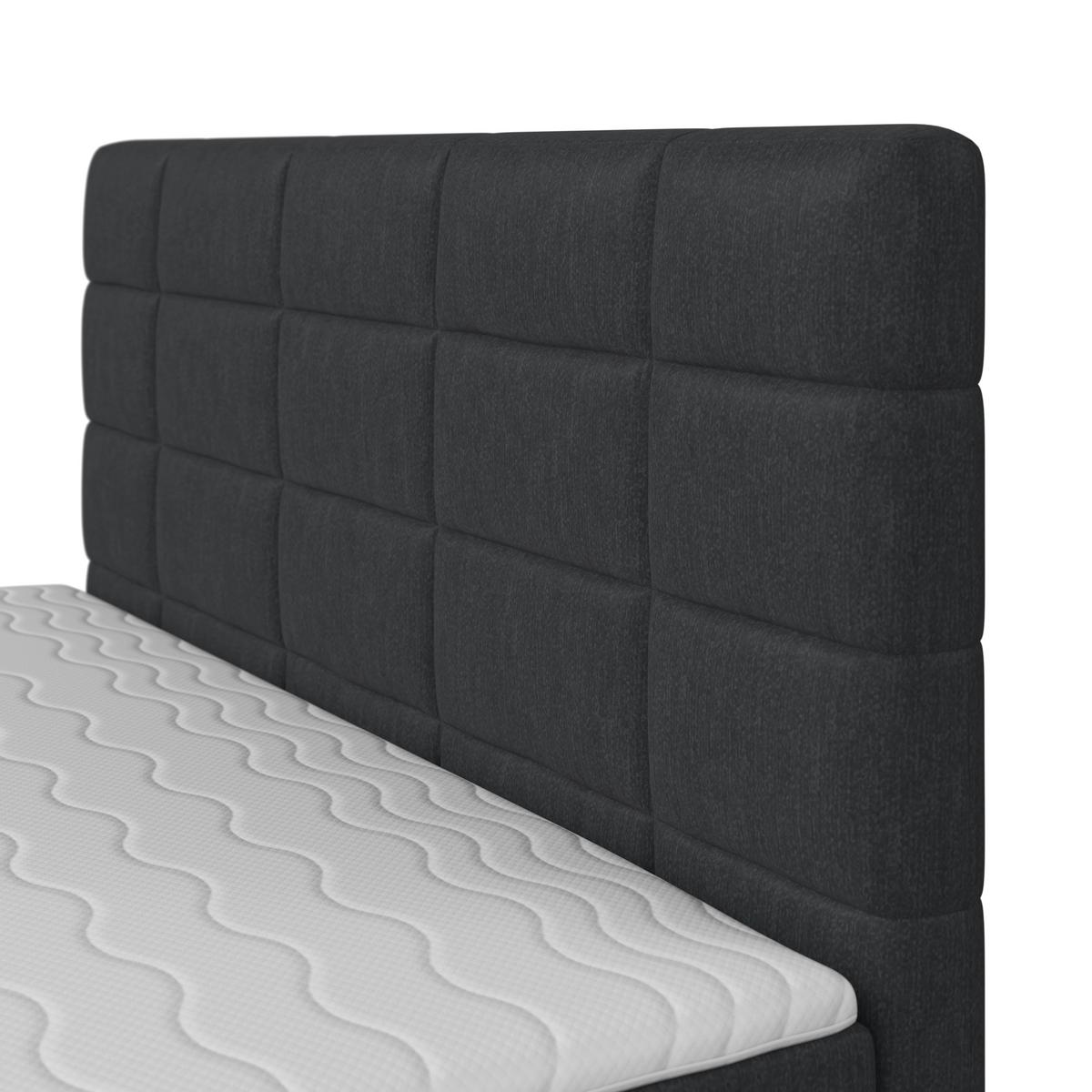 Boxspringbett Aria ca. 180x200 cm Dunkelgrau mit Topper - Dunkelgrau/Schwarz, MODERN, Holz/Kunststoff (180/200cm) - Bessagi Home
