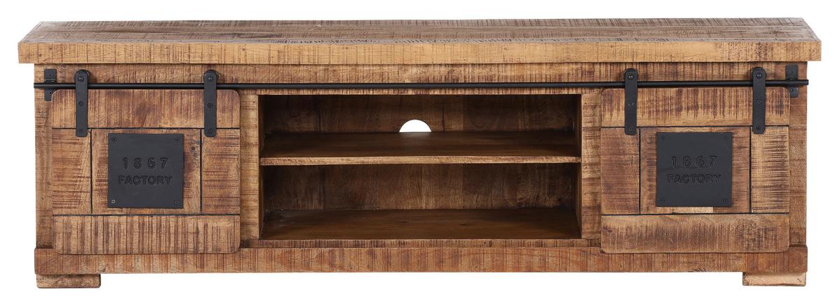 KOMODA NISKA BARNEY - kolor naturalny/czarny, Konventionell, metal/drewno (160/50/45cm) - Landscape