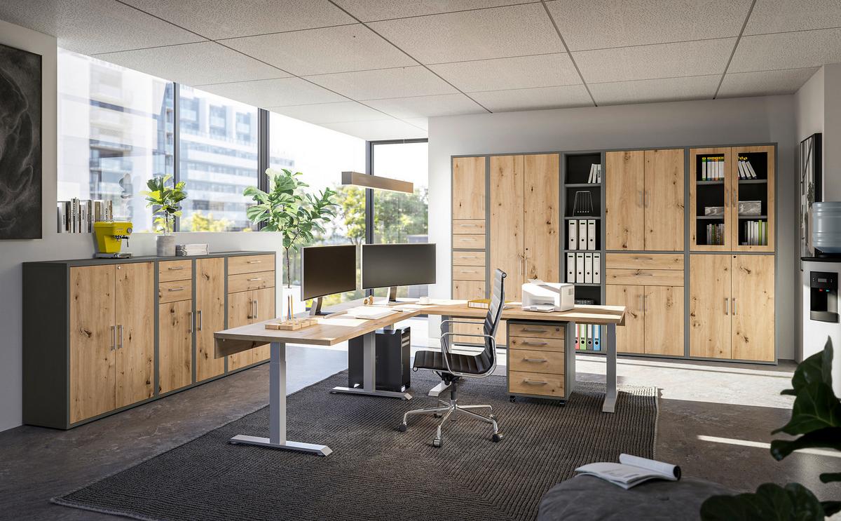 Türenset Big Profi Office - Alufarben/Eiche Artisan, Modern, Holzwerkstoff/Metall (77/104/2cm) - Mömax