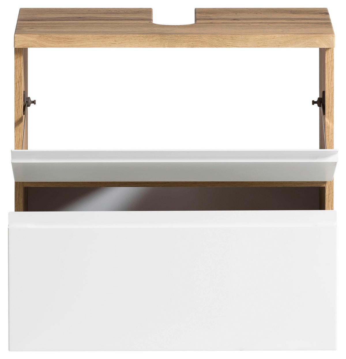 Waschbeckenunterschrank Varese ca. 60x59 cm Weiß/Eiche - Eiche Wotan/Weiß, MODERN, Holzwerkstoff (60/59/35cm) - Held