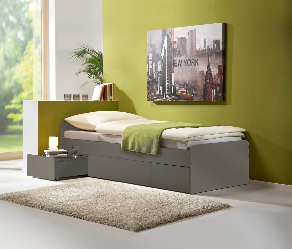 Bett in Anthrazit ca. 90x200cm - Anthrazit, KONVENTIONELL, Holzwerkstoff (94/60/204cm) - Based