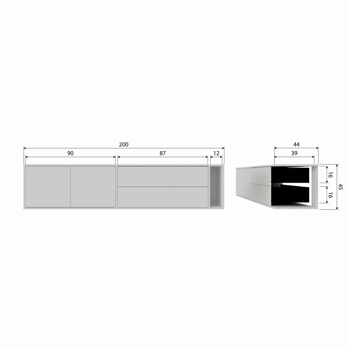 Lowboard Settle Down Grau - Grau, Design, Holz (200/45/44cm) - Livetastic