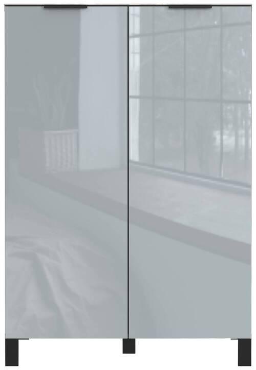 Schuhschrank Ceduna in Graphitfarben/Grau. - Graphitfarben/Schwarz, MODERN, Glas/Holzwerkstoff (87/125/40cm) - Premium Living