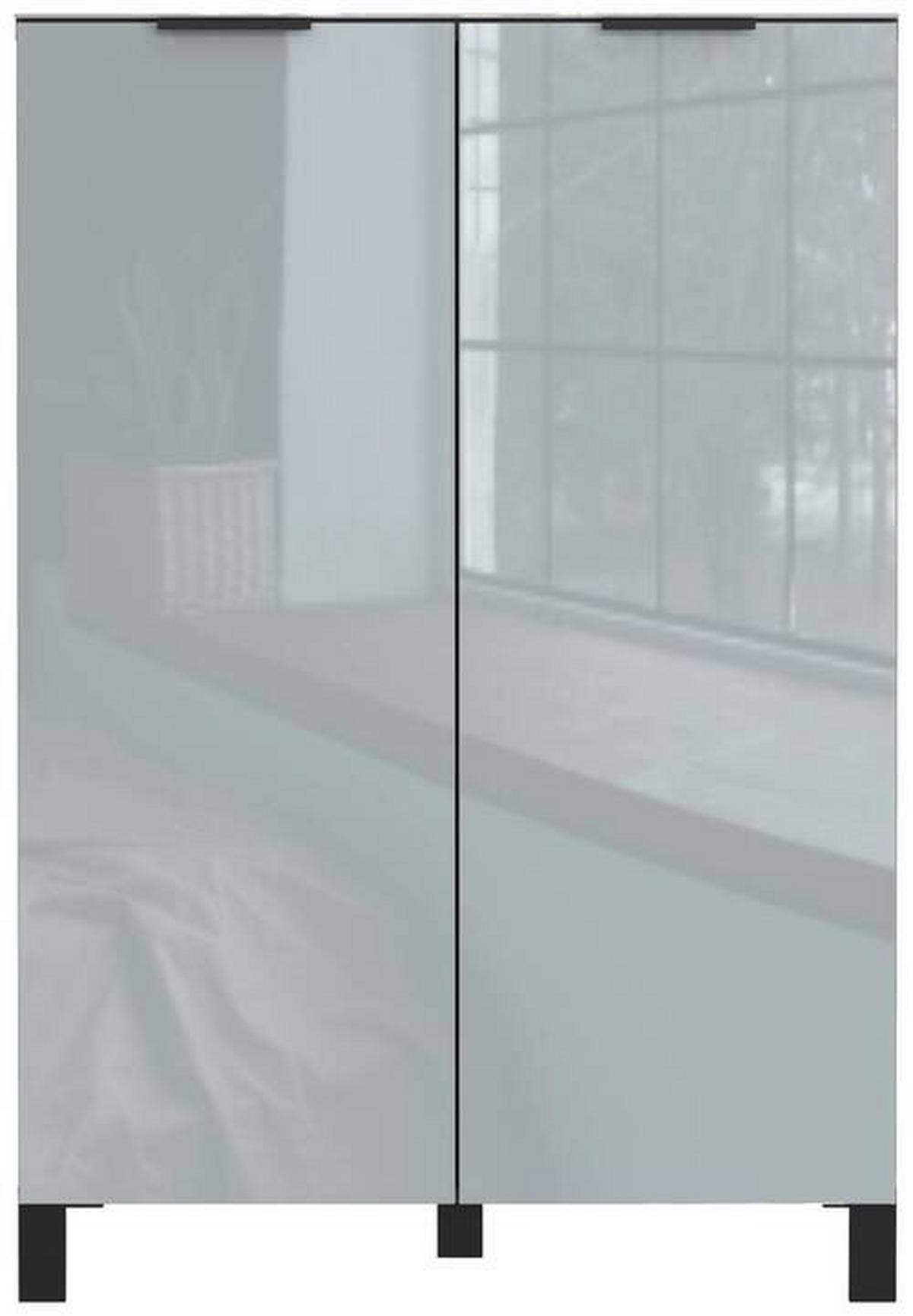 Schuhschrank Ceduna in Graphitfarben/Grau. - Graphitfarben/Schwarz, MODERN, Glas/Holzwerkstoff (87/125/40cm) - Premium Living