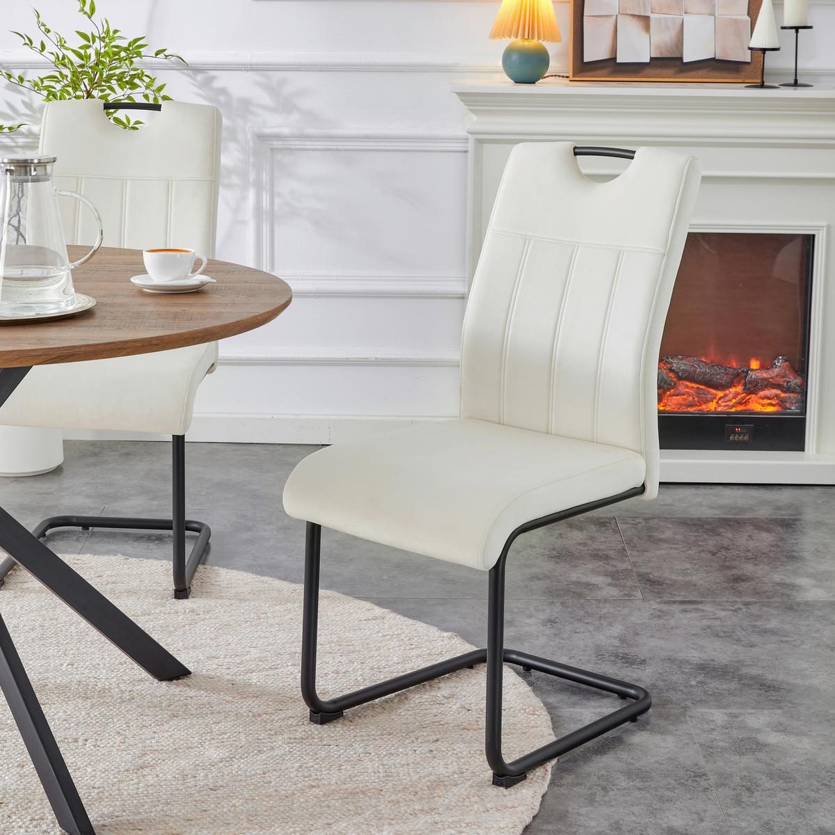 SCHWINGSTUHL-SET LISA - Creme/Schwarz, Modern, Textil/Metall (43/98/61cm) - MID.YOU