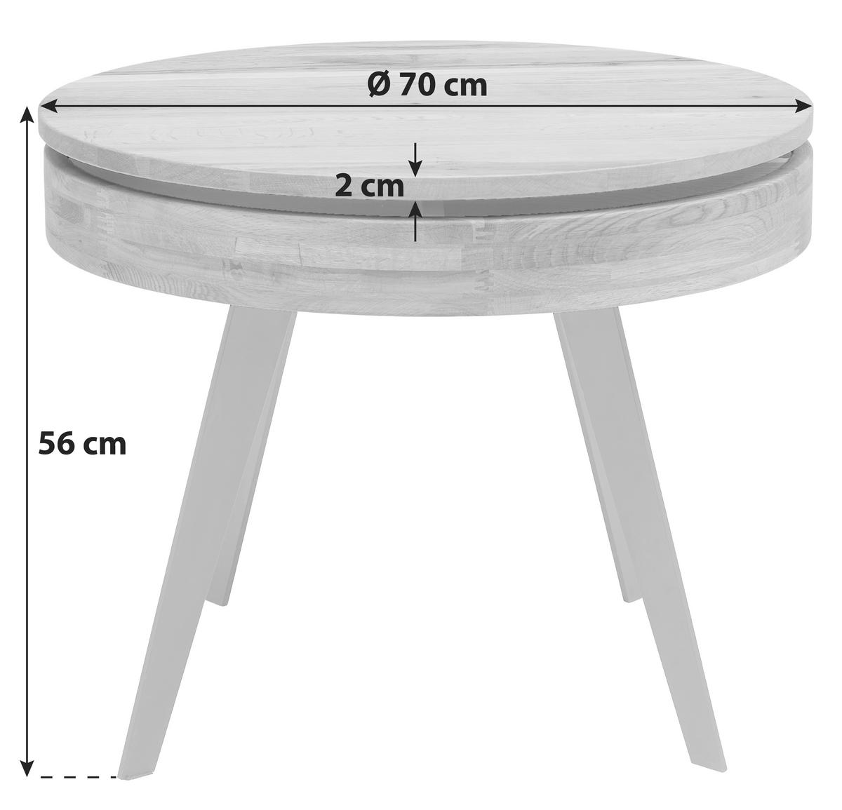 Klubska Miza Dallas, Barva Hrasta - črna/naravne barve, Moderno, kovina/leseni material (70/56cm) - Mömax