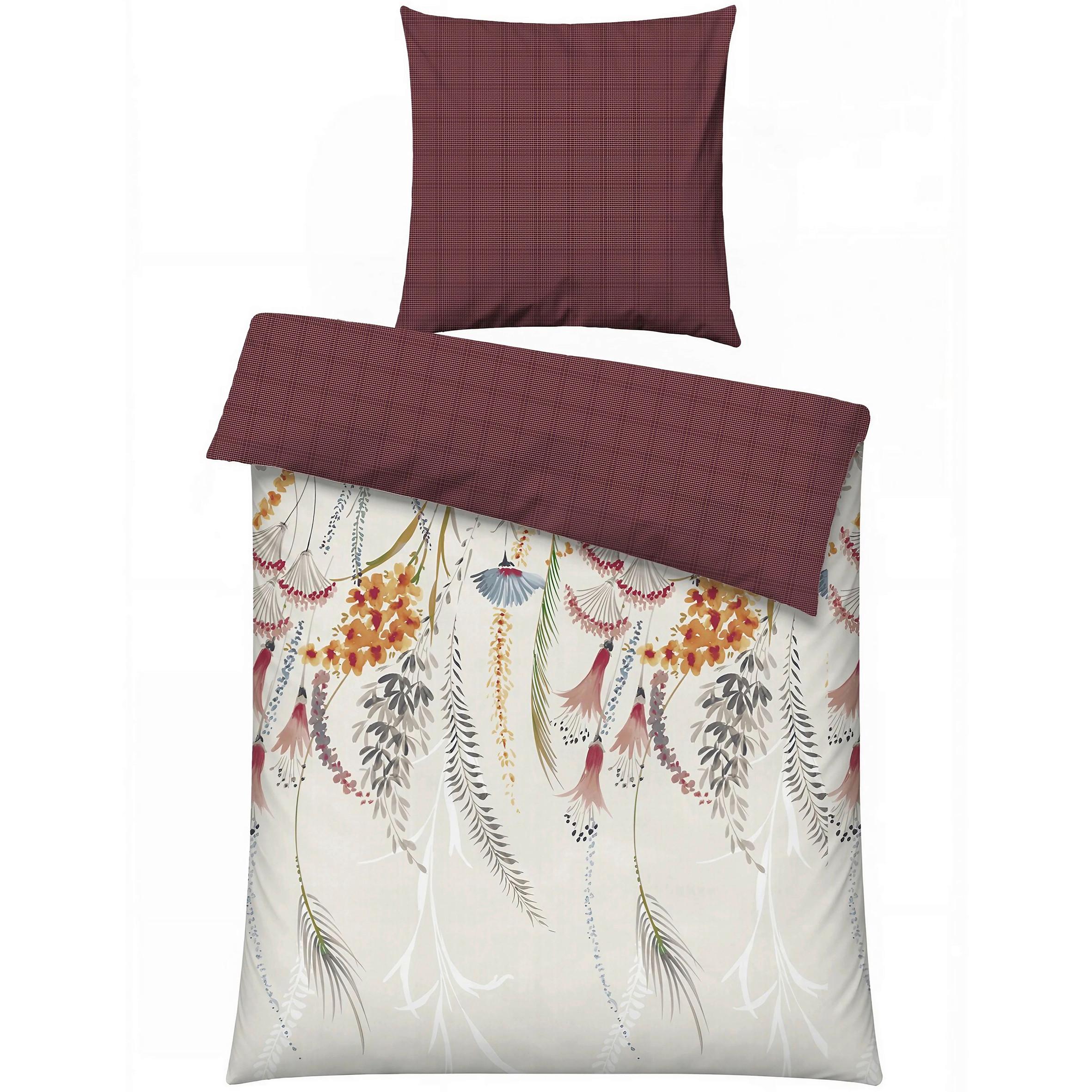 POŚCIEL FLOS - CLARET RED - czerwony, Basics, tkanina (135/200cm)