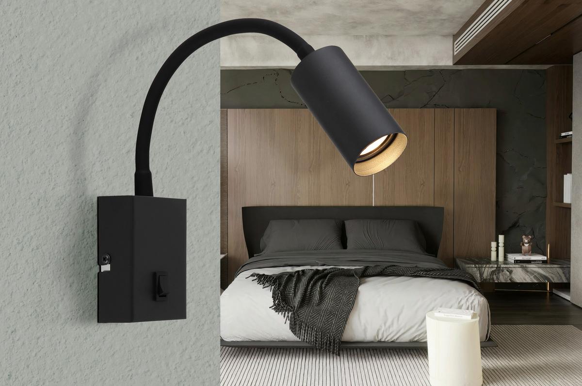 Led Zidna Svjetiljka Este - crni krom/crna, Design, metal/plastika (13/35,5cm) - Globo