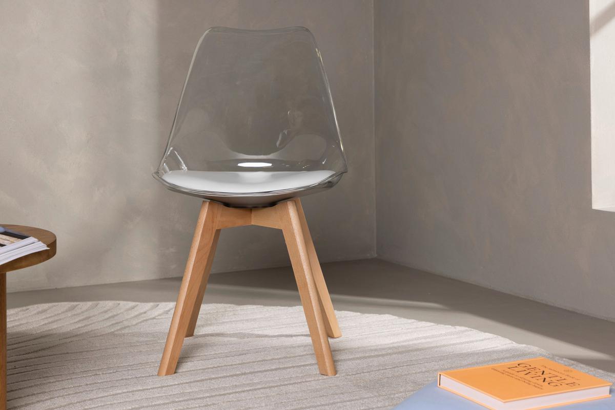 STUHL-SET EDVIN - Birkefarben/Weiß, Design, Holz/Textil (49/85/50cm) - Livetastic