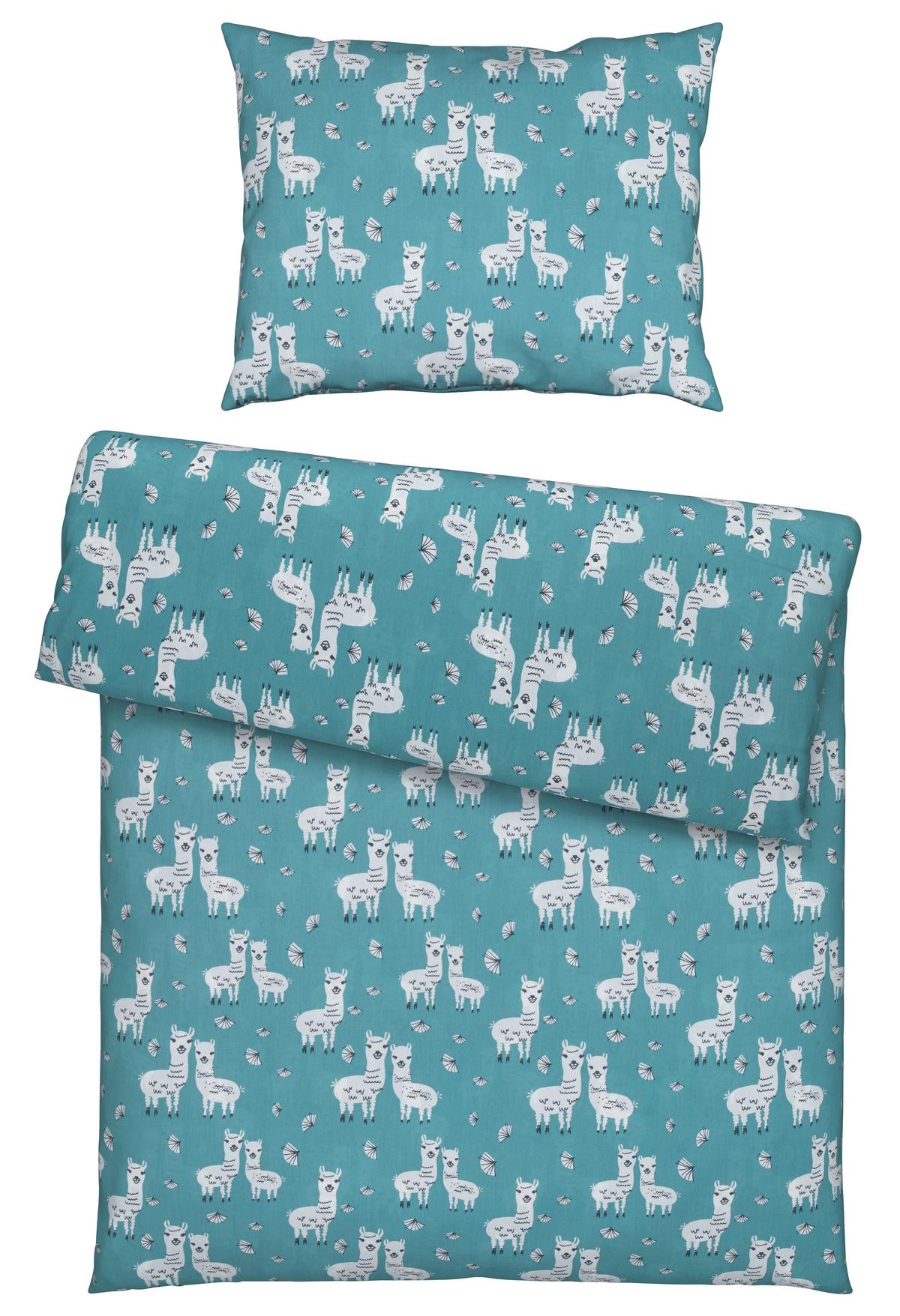 BETTWÄSCHESET LAMA - Türkis/Weiss, Konventionell, Textil (160/210cm) - Modern Living
