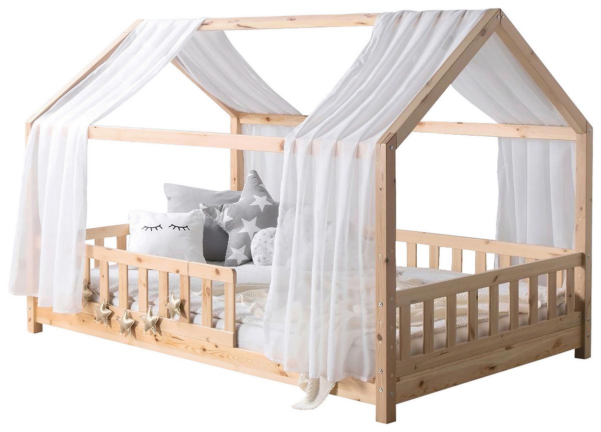 Hausbett KIM Naturfarben ca.140x200cm Echtholz - Naturfarben/Weiß, MODERN, Holz/Textil (140/200cm) - MID.YOU