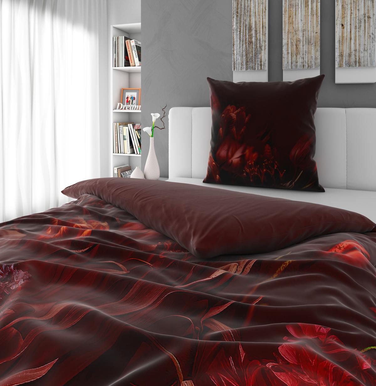 POŚCIEL BURGONJO - ciemnoczerwony, tkanina (135/200cm) - Novel