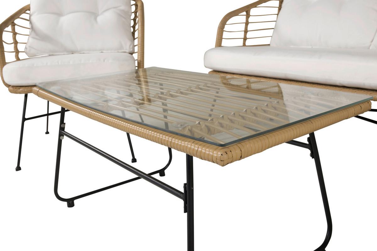 LOUNGEGARNITUR VIGA - Beige/Schwarz, KONVENTIONELL, Glas/Kunststoff - Gardenson