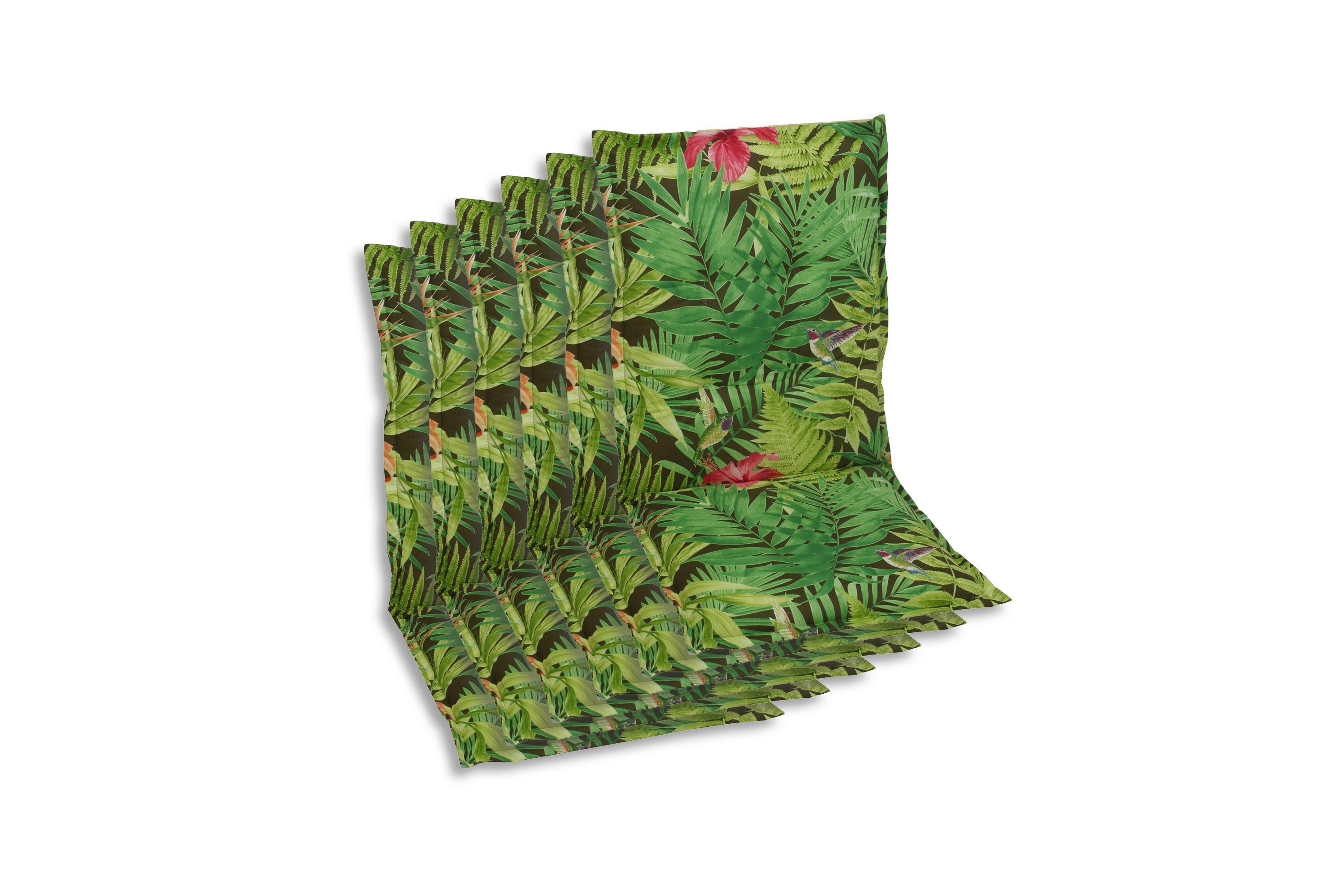 Sesselauflagenset Grün, 6-teilig - Dunkelgrün/Hellgrün, Basics, Textil (50/7/110cm)