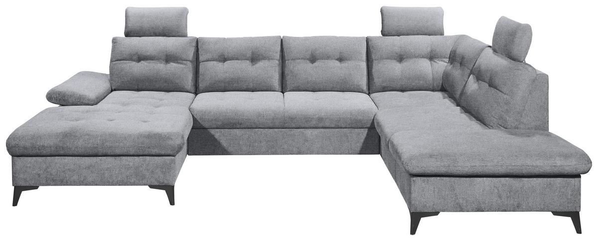 Wohnlandschaft Durban U ca. 170x324x218 cm Grau - Schwarz/Grau, KONVENTIONELL, Kunststoff/Textil (170/324/218cm) - MID.YOU