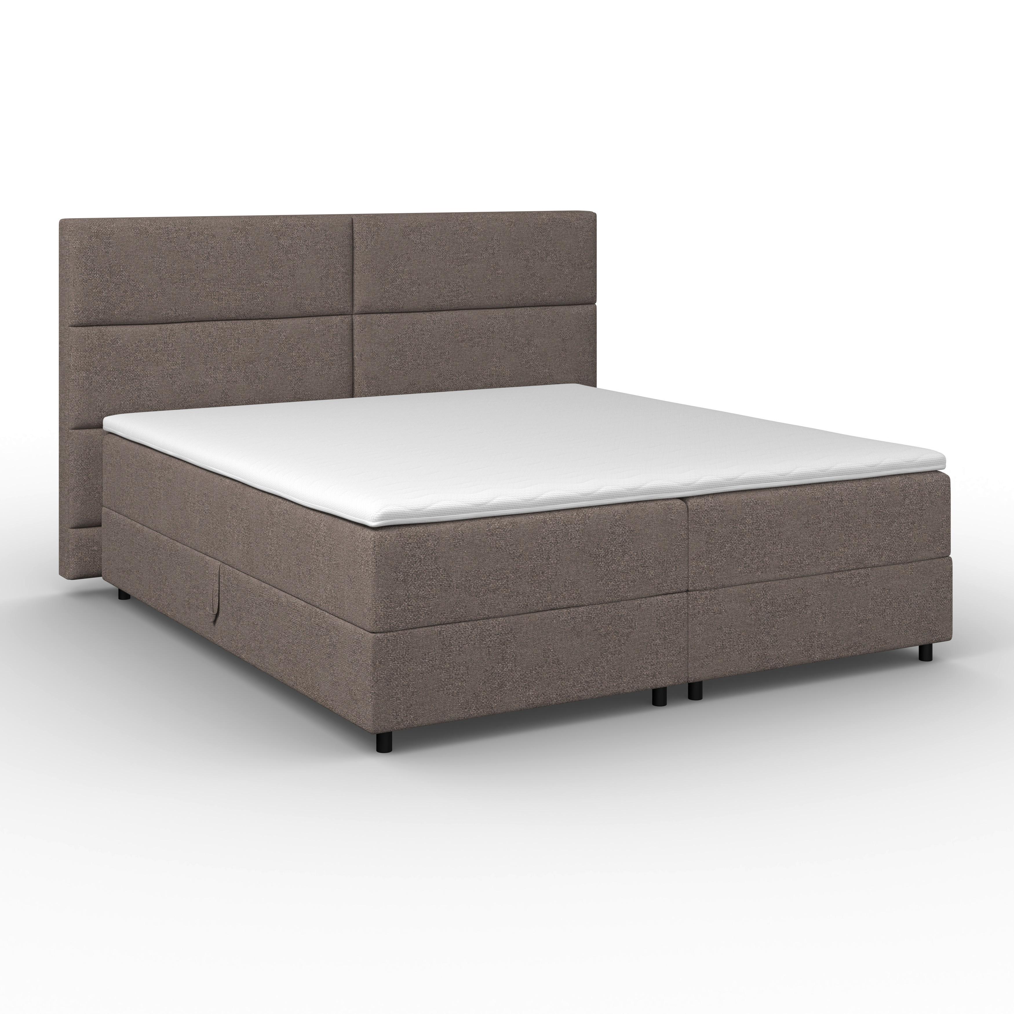 Boxbett Lily ca. 180x200 cm Mokka mit Topper - Schwarz/Mokka, MODERN, Holz/Textil (180/200cm) - Bessagi Home