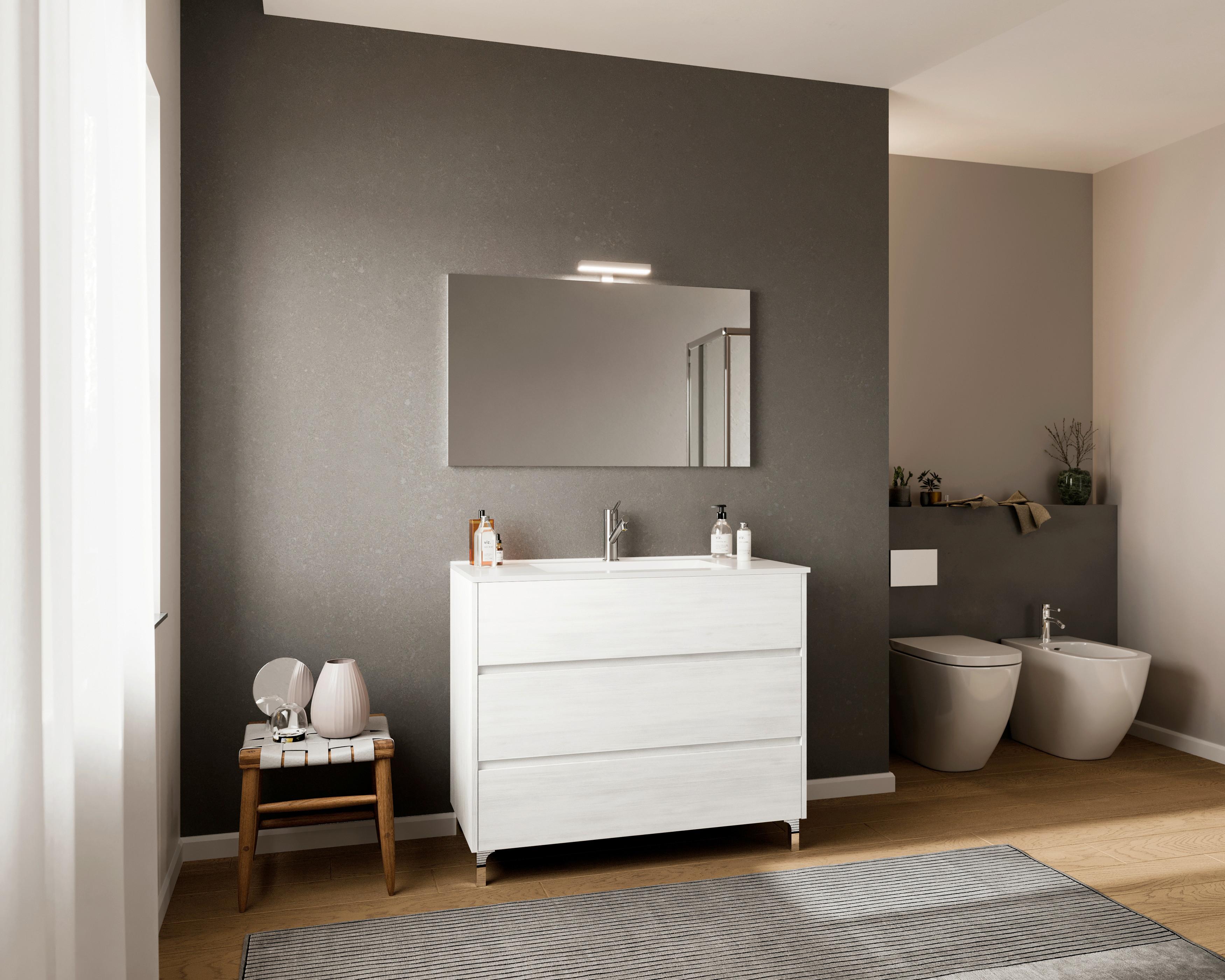 MASCĂ PENTRU LAVOAR LISBONA - stejar Bianco/antracit, Basics, material pe bază de lemn (100/74/46cm)