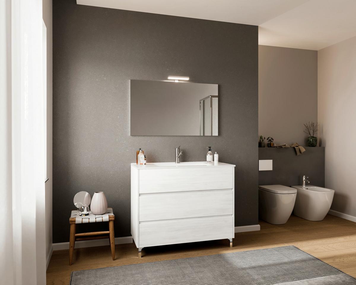 MASCĂ PENTRU LAVOAR LISBONA - stejar Bianco/antracit, Basics, material pe bază de lemn (100/74/46cm)