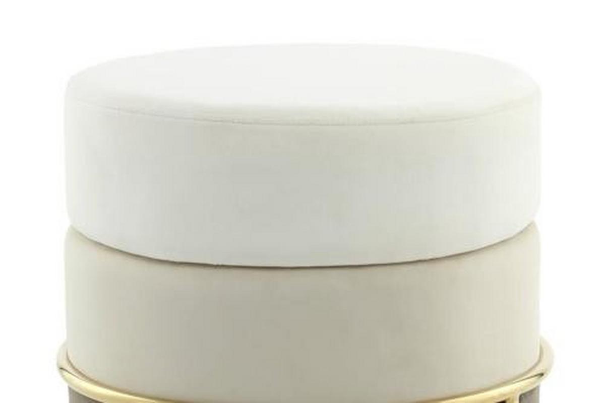 Hocker 7pjlj-Cre - Goldfarben/Creme, Basics, Holzwerkstoff/Textil (48,5/46/48,5cm) - Kayoom