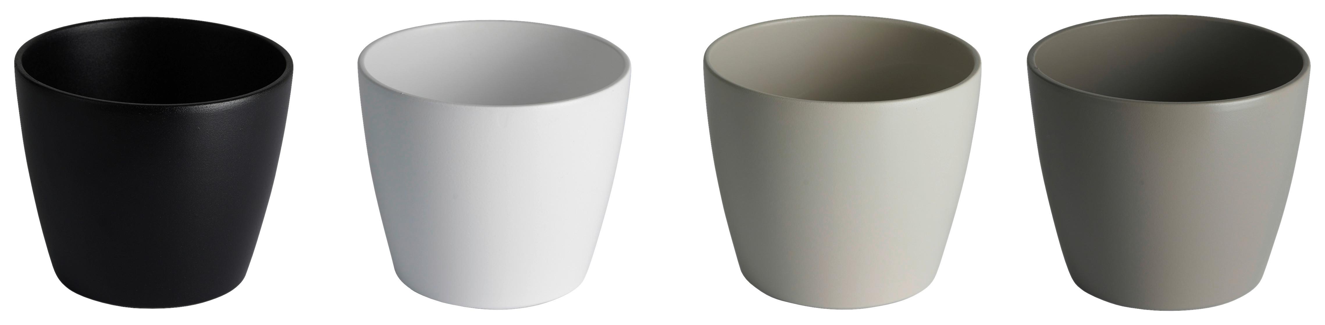 Übertopf Luisa in diversen Farben - Schwarz/Weiß, MODERN, Keramik (15/12cm) - Mömax