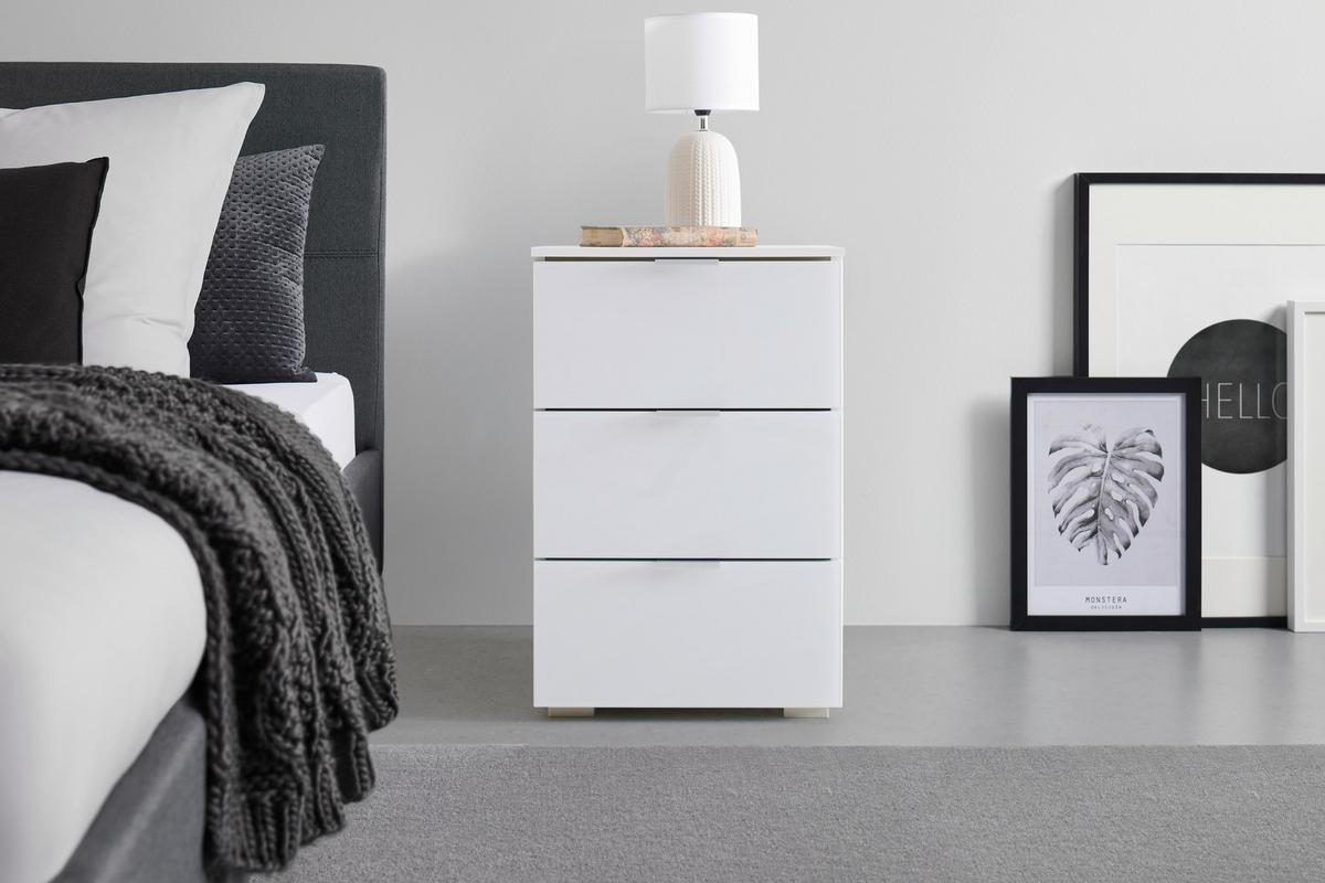 NOPTIERA FIFTY - alb, Konventionell, sticlă/material pe bază de lemn (40/61/42cm) - Premium Living