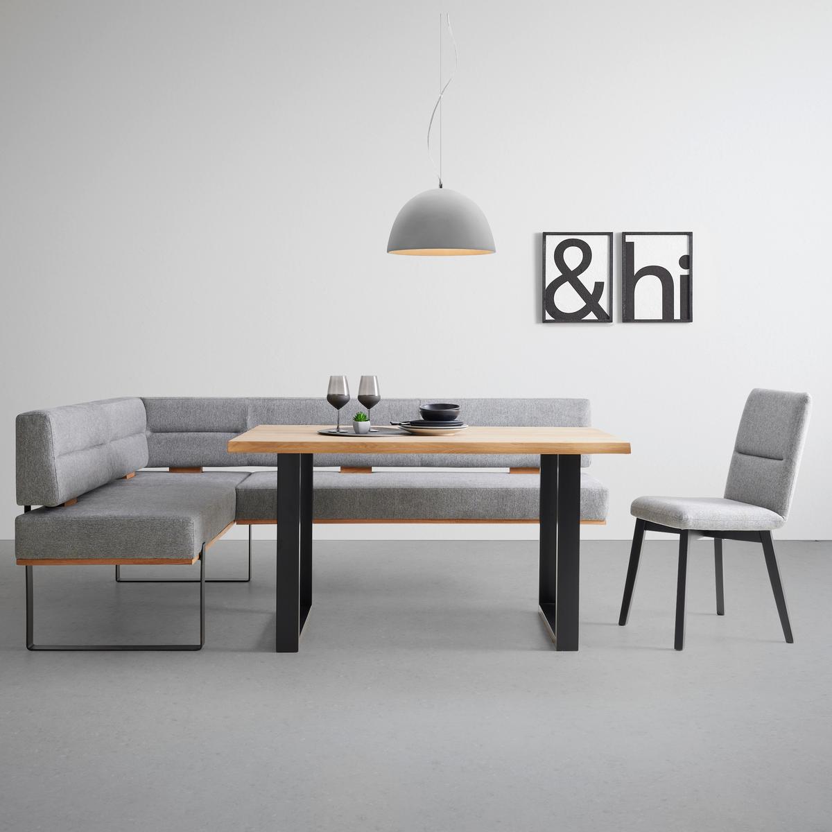 Eckbank in Grau - Schwarz/Grau, KONVENTIONELL, Holz/Textil (160/85/220cm) - Based
